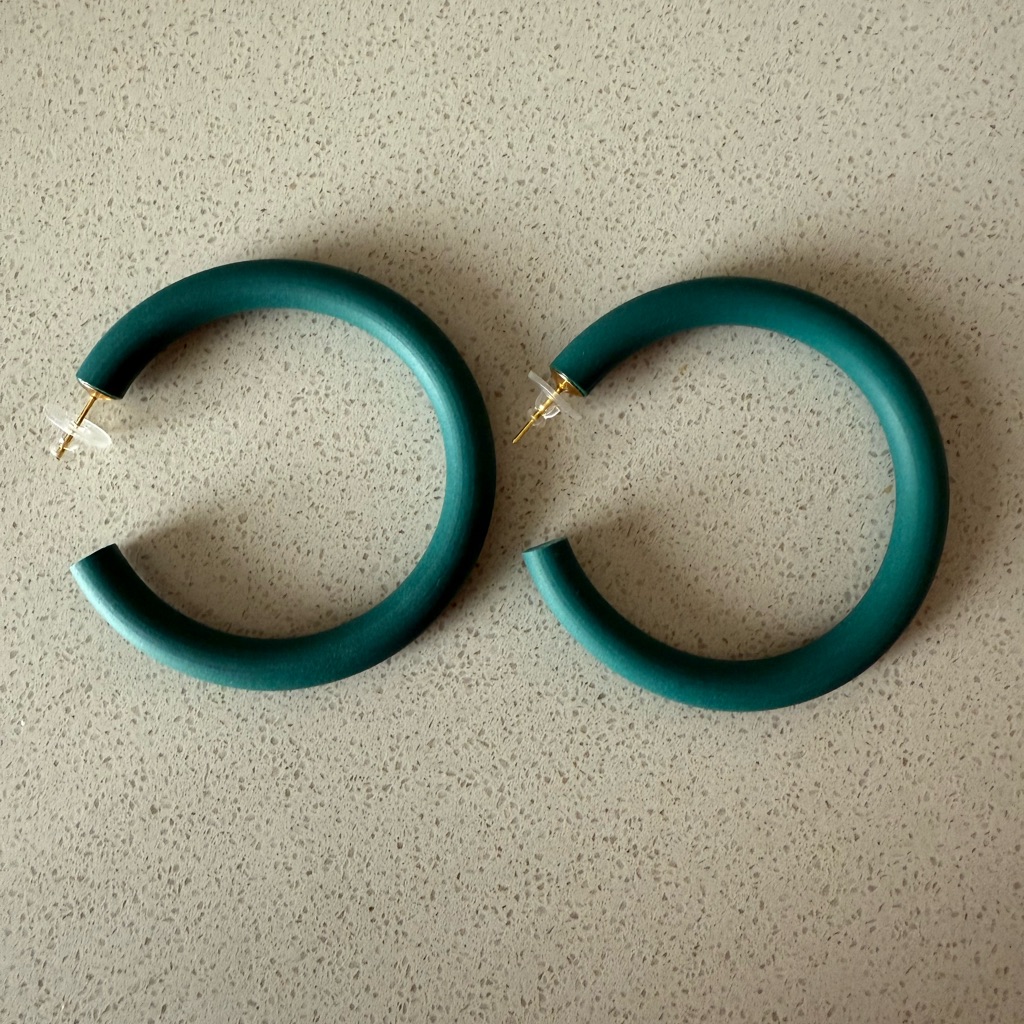 Green Hoop Earrings 25$
